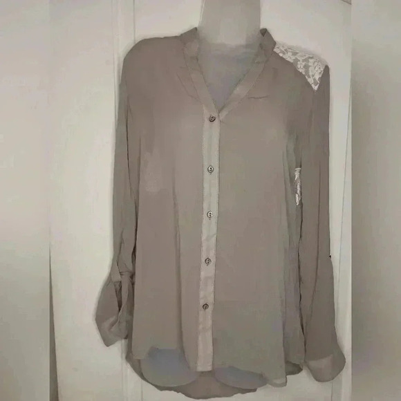 VANITY Western Brown Lace button up blouse-(#806) - Picture 1 of 9